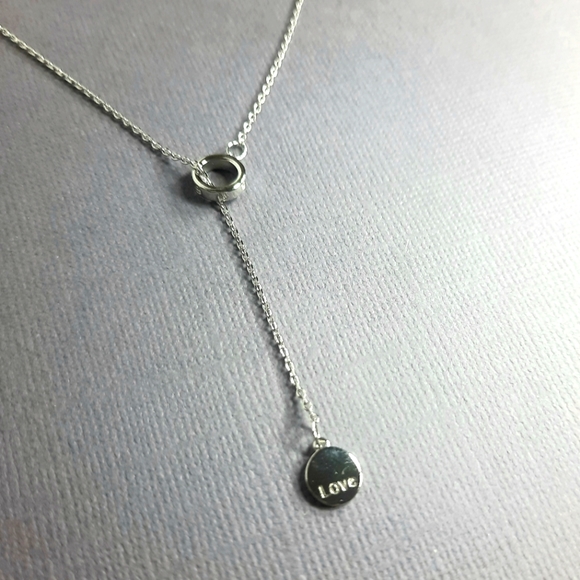 Silver LOVE ❤️ lariat screw Necklace - Picture 3 of 12
